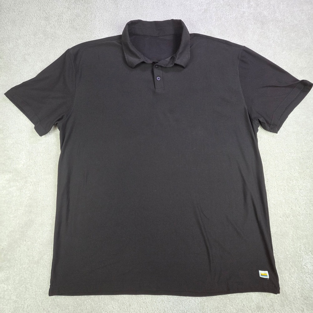 Vuori Mens Strato Tech Polo Shirt Black Short Sleeve Performance Size XXL